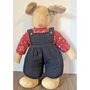 Vintage 1970s Bunny Rabbit Stuffed 20" Folk Art | Handmade Country Decor OOAK